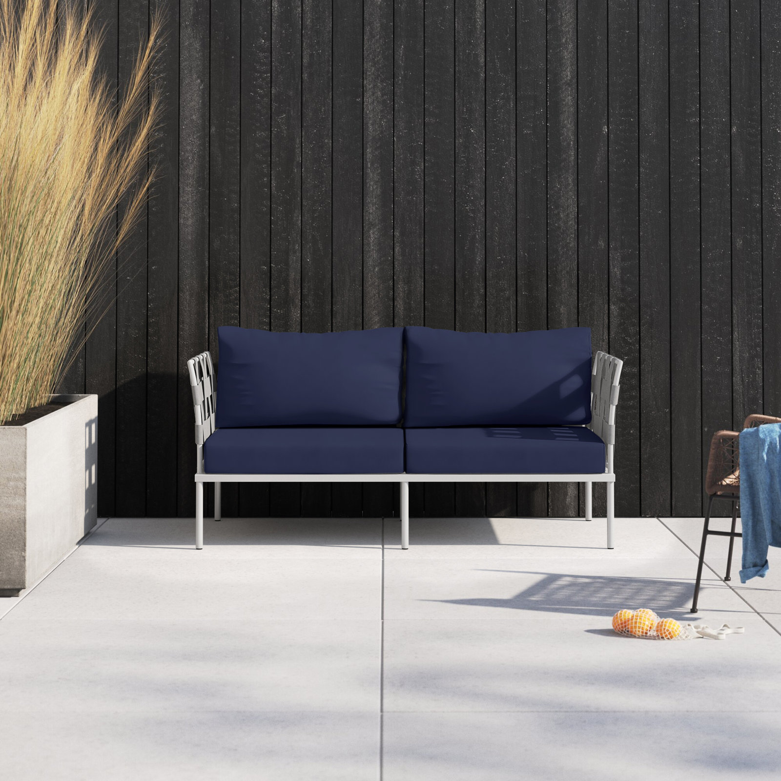 Harmony Outdoor Patio Aluminum Loveseat, Navy
