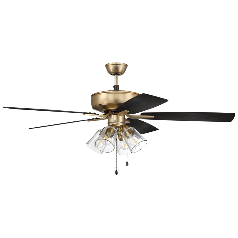 52'' Ceiling Fan with Light Kit, Satin Brass