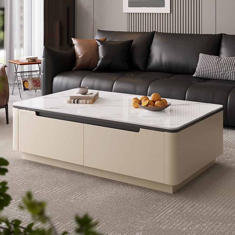 Table basse Cream Wind, Blanc cassé, H 15,7 po x L 47,2 po x l 23,6 po