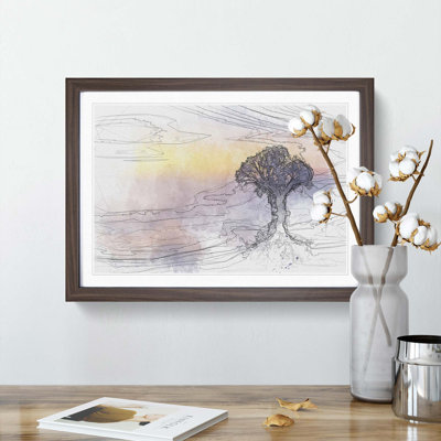 Tree Reflecting upon the Lake in Abstract - Framed Print