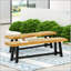 Ensemble de banc d'extérieur en acacia, finition sablée, design rustique et moderne pour patio ou jardin-128758848