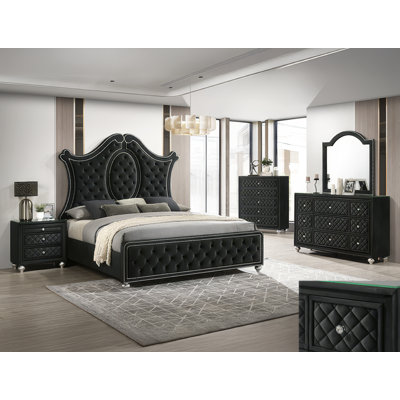 Cary Panel Bedroom Black 5 Pieces King 