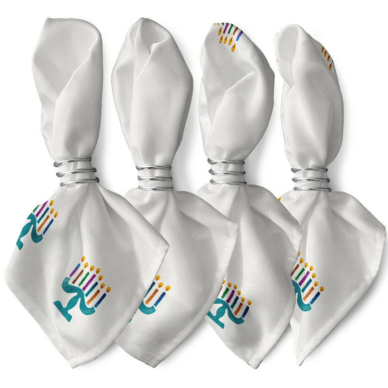 Chuang Painted Menorah Napkins, White