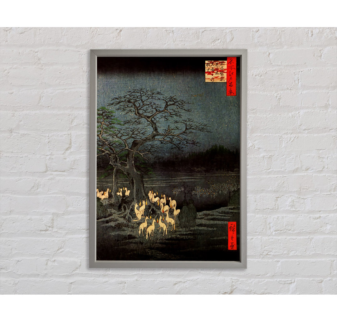 Hiroshige Feuerfüchse - Einzelner Bilderrahmen Kunstdrucke auf Leinwand