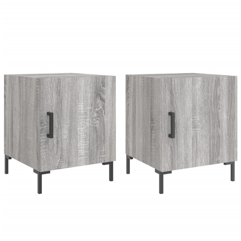 Menpal 40cm W Iron Bedside Table, Grey Sonoma
