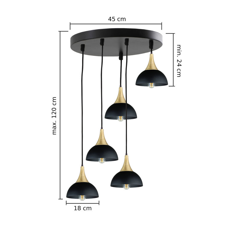 Kevan - Light Cluster Pendant, 24 H x 50 W x 50 D cm, 5