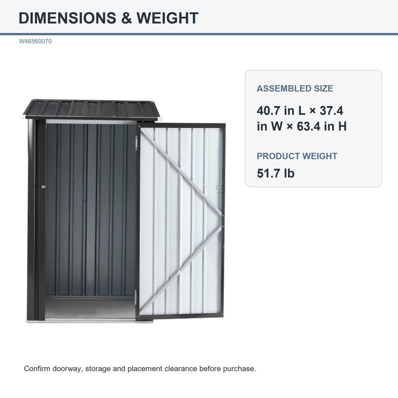 3 ft. x 3 ft. Lockable Steel Outdoor Storage Shed with Foundation and Ventilation, Gray
