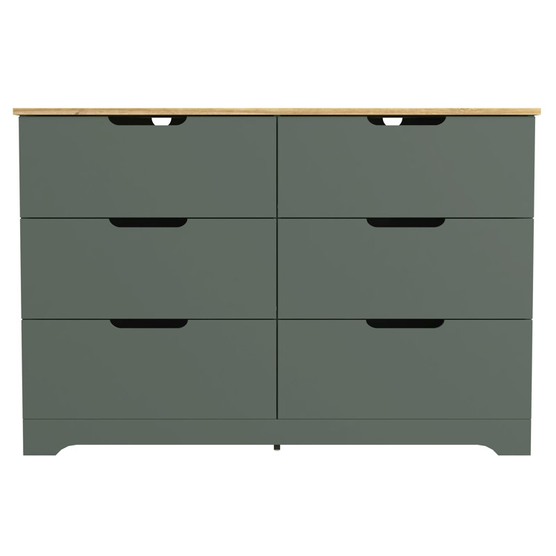 Commode 6 tiroirs Aroob, Vert chou frisé, Reviera Eichi