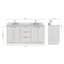 Meuble-lavabo double en bois massif 72 po avec lavabo ovale en marbre blanc de Carrare Haun-140874834-140874835