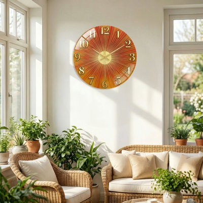Horloge murale en verre Sunburst