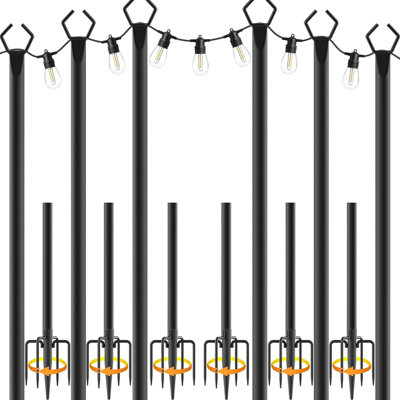 Paquet de 6 lampadaires d'extérieur réglables en métal de 10 pi résistants et résistants à la rouille pour terrasse, jardin, fête et mariage