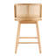 Tabouret de comptoir d'intérieur revêtu de bois, chaise de bar, structure de finition naturelle avec revêtement beige, ensemble de 2-1101289899