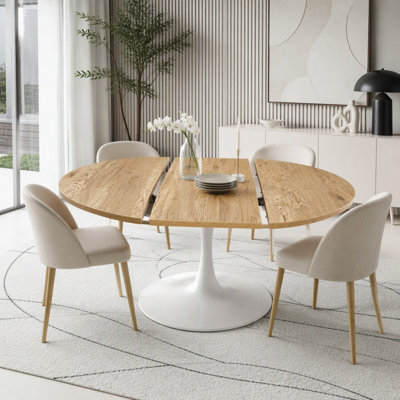 Round Extendable Dining Table for 4-6