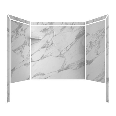 FlexStone Elite 60"W x 32"D x 60"H Alcove Bathtub Surround in Calacatta White