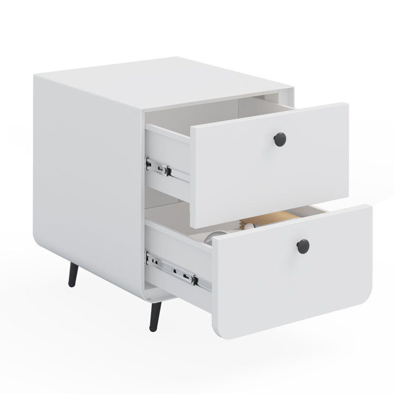 Table de chevet moderne, armoire en acier, 2 tiroirs, poignée circulaire