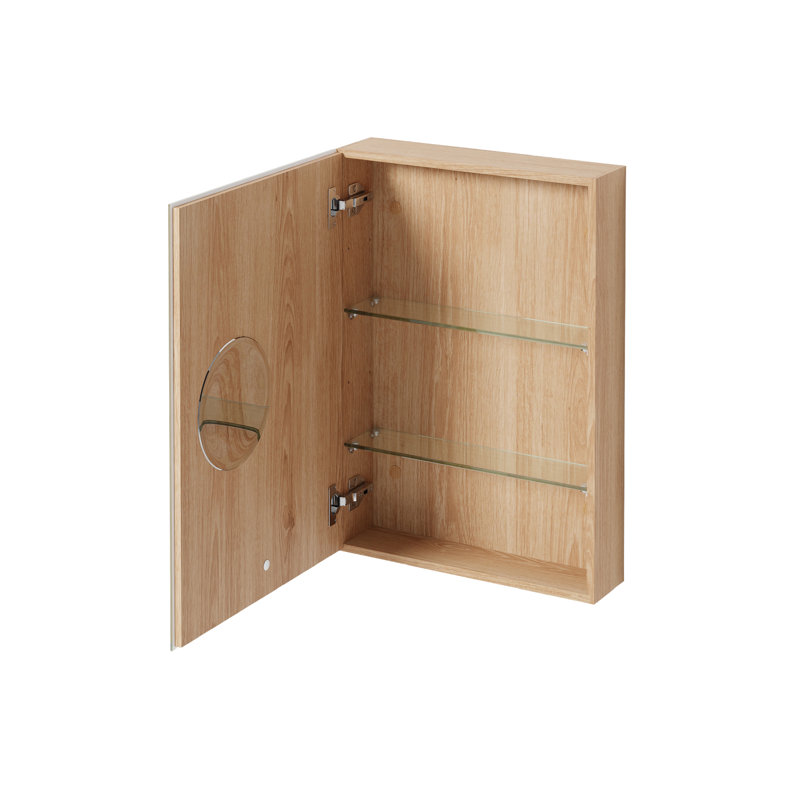 17'' W Mirrored Medicine Cabinet, Natural Oak