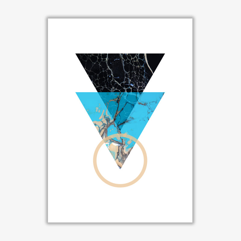 Blue Sand Abstract Triangles - Print, 85 cm H x 60 cm W x 1 cm D, No Frame