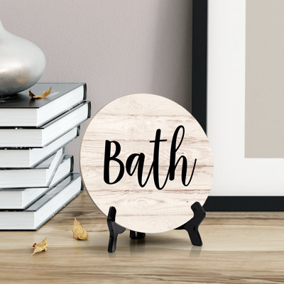 Enseigne ronde de table de salle de bain avec chevalet en acrylique