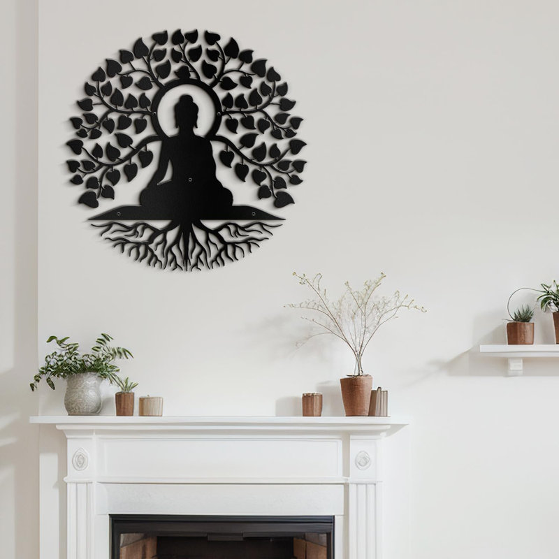 Religious & Spiritual Wall Decor on Metal, 18" H x 18" W x 0.05" D, Black