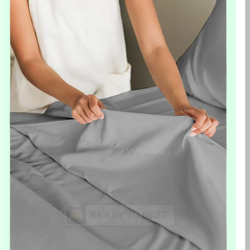 AdjustaCotton Split Sheet Set - 5 Piece 400 TC Solid Sheets for Adjustable Beds with 16 Inch Deep Pocket - Split California Sheets