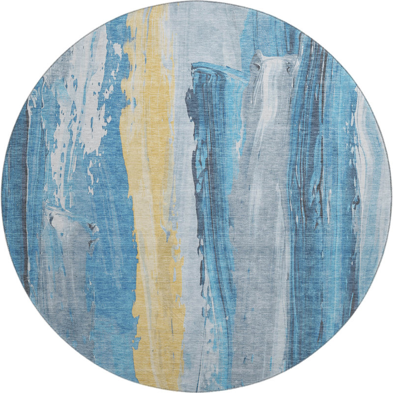 Tapis abstrait lavable à la machine Premium Premium AMF1845, Rond 8 pi