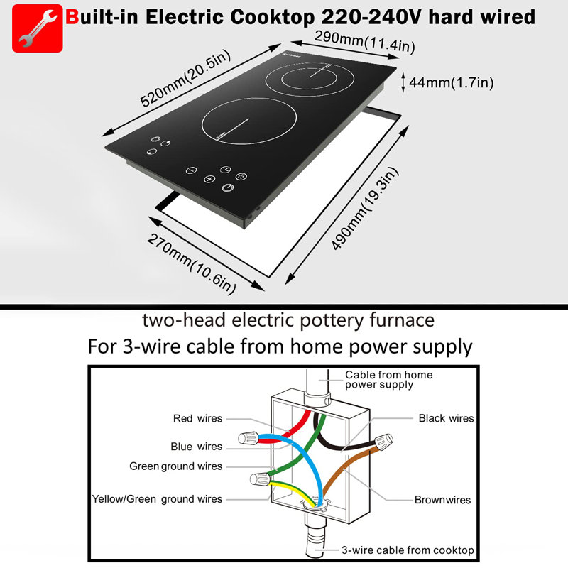 Karinear 12" Electric Cooktop with 2 Elements