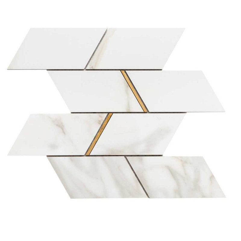Stately Avenue 11" x 12" Porcelain Marble Look Tile, Gold