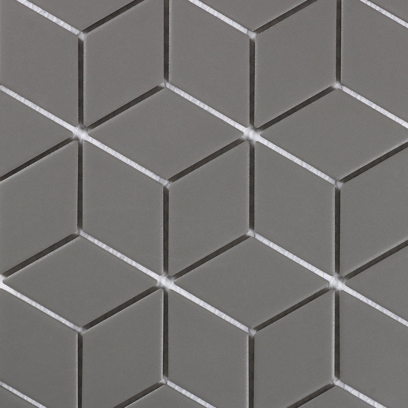 Mosaïque en porcelaine losange 1,75 "x 3,13" Perfection, Gris