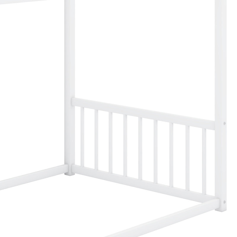 Montessori Floor Bed Frame With House-Shaped Silhouette, Twin, White