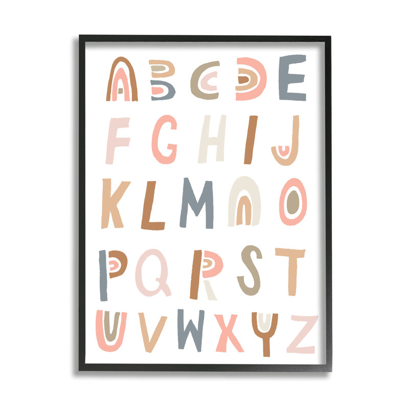 Alphabet arc-en-ciel Lanham, Giclée encadrée noir minuit, H 30 po x l 24 po x P 1,5 po
