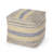 Western Handcrafted Fabric Pouf, Beige Blue