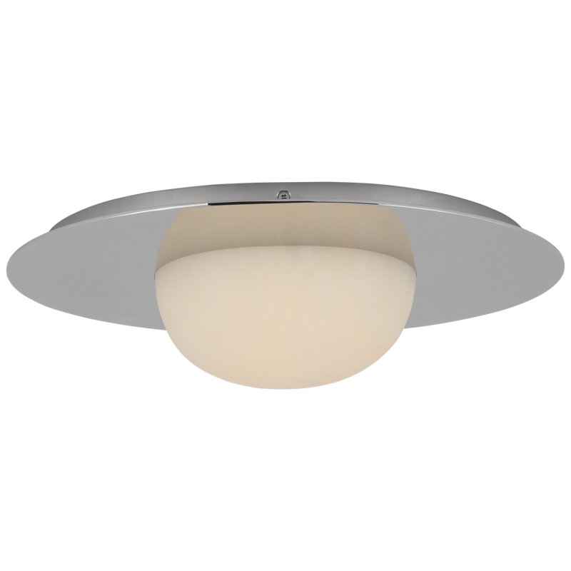 Kelly Wearstler Fosse 21" Flush Mount with Alabaster, 9 W, Polished Nickel, 4" H x 15" W x 15" D