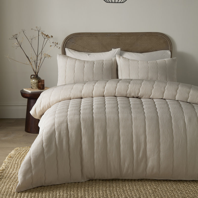Crinkle Wave Polyester Solid Colour Duvet Cover Set, King Size Bed (230 x 220 cm)
