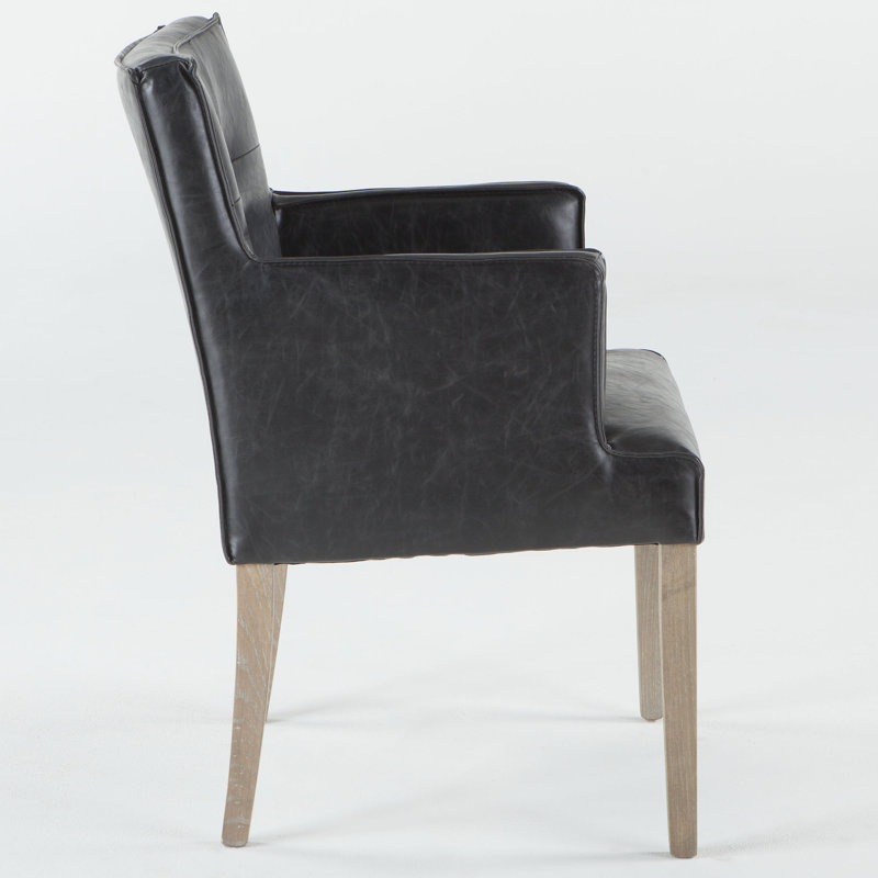 Chung Faux Leather Armchair, Black Faux Leather