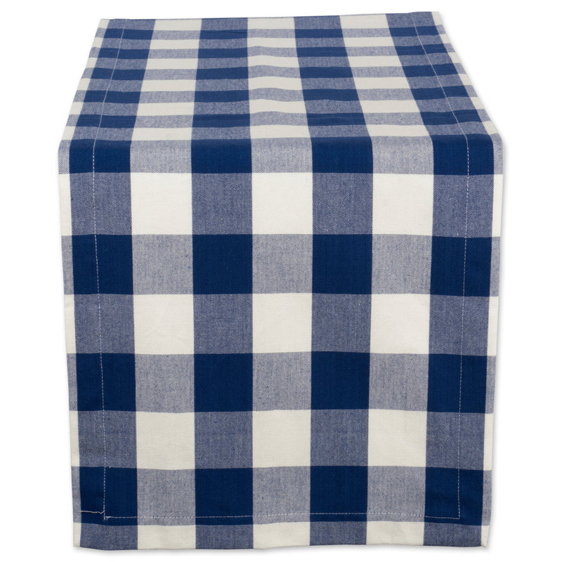 Wolsingham Gingham 100% Cotton Table Runner, 72" L x 14" W, Navy