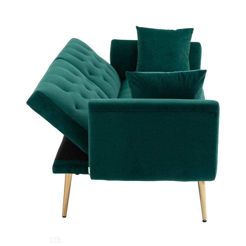 Canapé en velours, canapé d'appoint avec canapé et pieds en métal, Velours vert