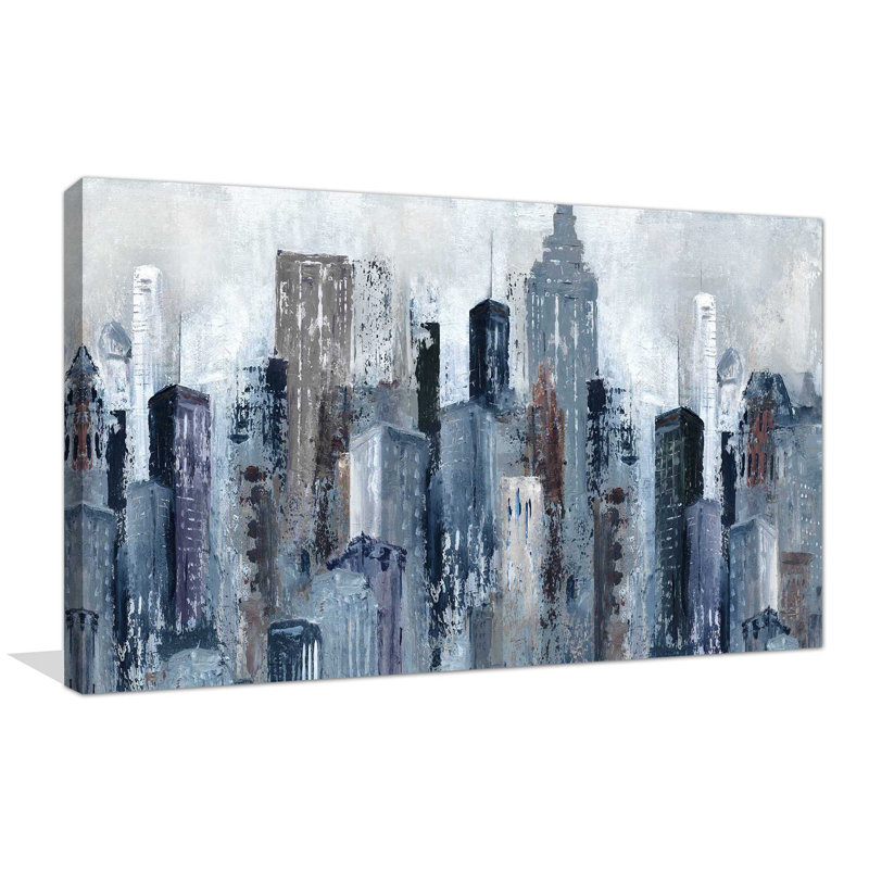 City Mood par - Peinture, Toile tendue, H 18 po x l 30 po x P 1 po