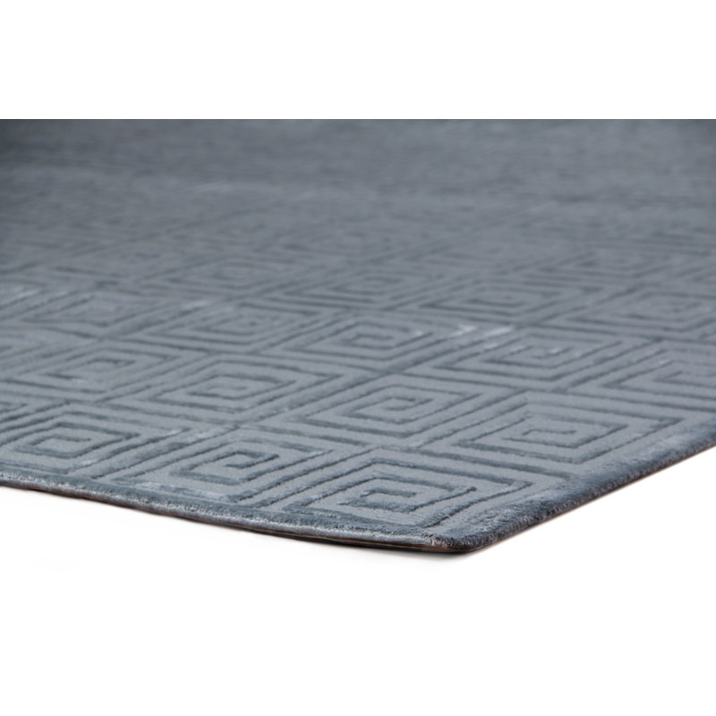 Greek Key Geometric Area Rug in Blue, Rectangle 8' x 10', Blue