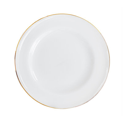 Charger  - Glass - Set of 2 - Chargers  - Plate  - White Plate - with Gold Rim - 12" Diameter - European Made - by Barski