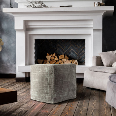 Strovolos Modern Geometric Velvet Blend Upholstered Ottoman