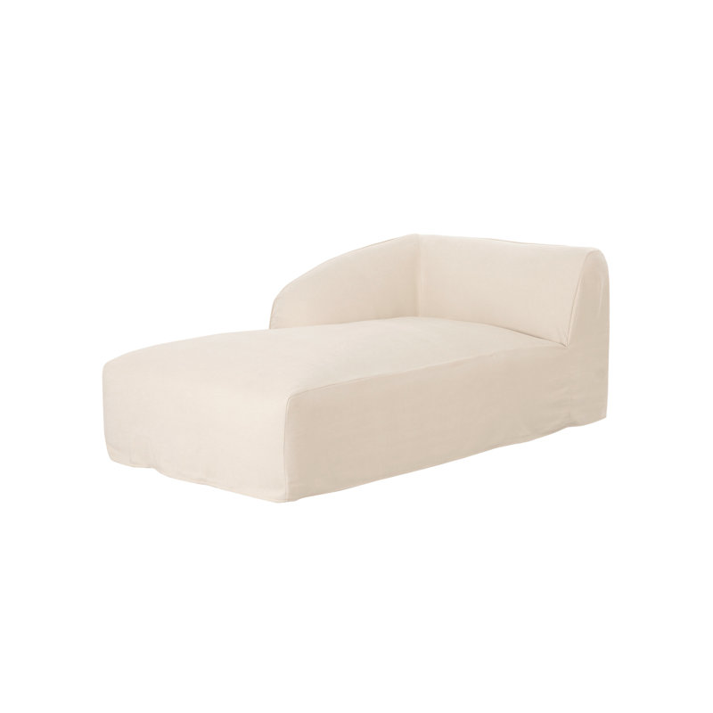 Chaise avec accoudoir à gauche Wilde, Toile crème crème