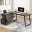 Bureau d'ordinateur profilé avec 3 tiroirs et tablettes de rangement, bureau d'angle réversible pour bureau à domicile-357821471-398606905