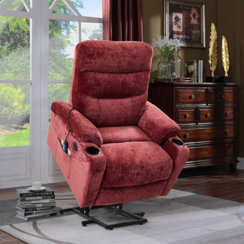 Firminia Electric Power Lift Recliner Chair Sofa with Massage and Heat, 3 Positions Recliner with 2 Side Pockets, Cup Holders and USB Ports