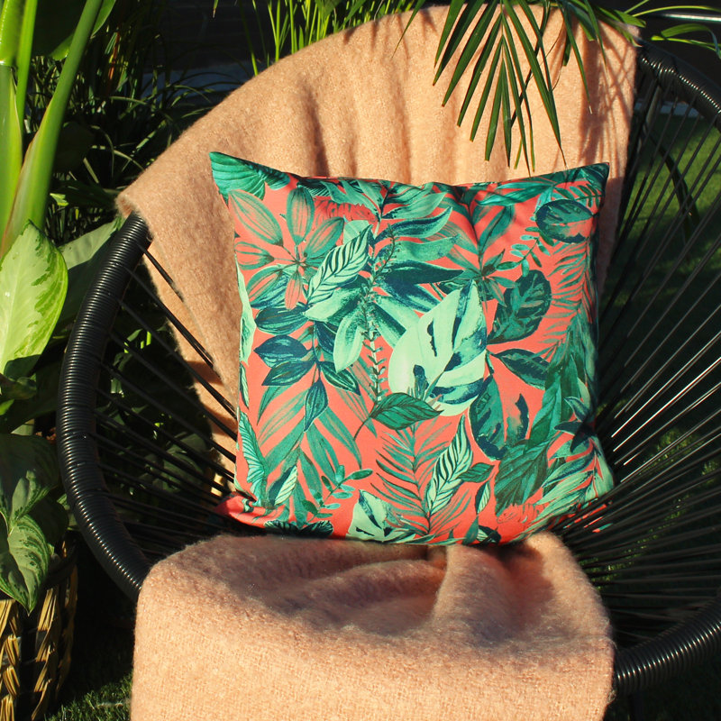 Psychedelic Jungle Outdoor Cushion Cover, Coral