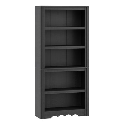 Bibliothèque haute en bois à 5 niveaux – 180 cm (70,9 po) – Idéale pour bureau, chambre et salon – Finition en bois noir, modèle de base