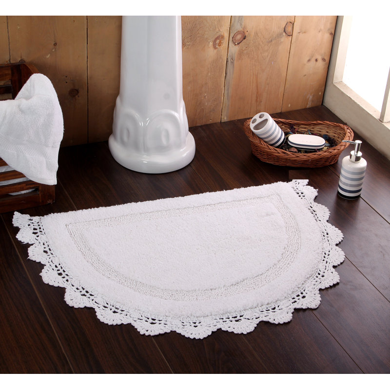 Tapis pour salle de bain 100% coton Crochet, Blanc