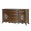Commode 6 tiroirs et 2 portes avec bordure florale au fini cerisier