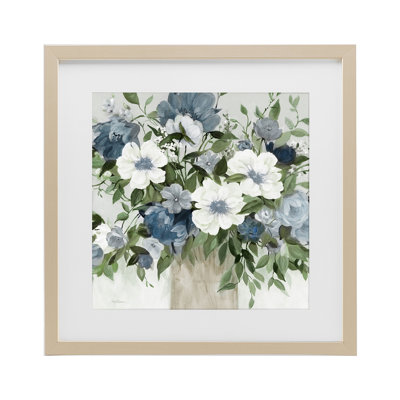 «White & Grey Blossoms», reproduction sous verre encadrée, design par Carol Robinson