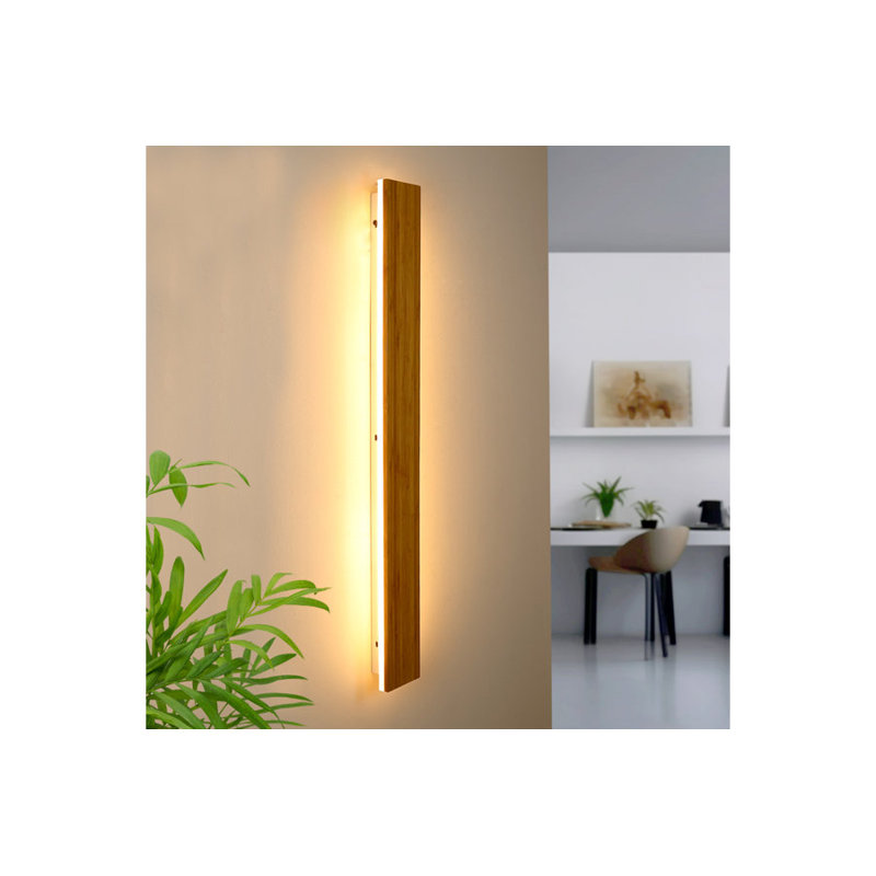 Javoris Steel Solid Wood LED Flush Mounted Sconce, 44.88" H x 3.15" W x 1.8" D