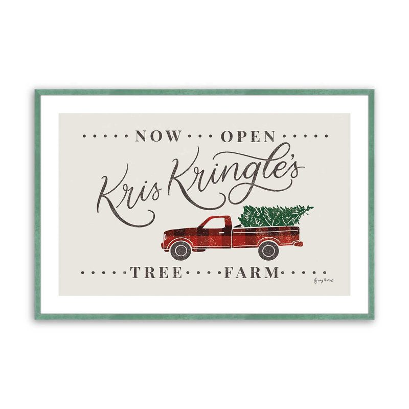 Kris Kringle's Tree Farm Print, H 17 po x l 21 po, Cadre citronnelle